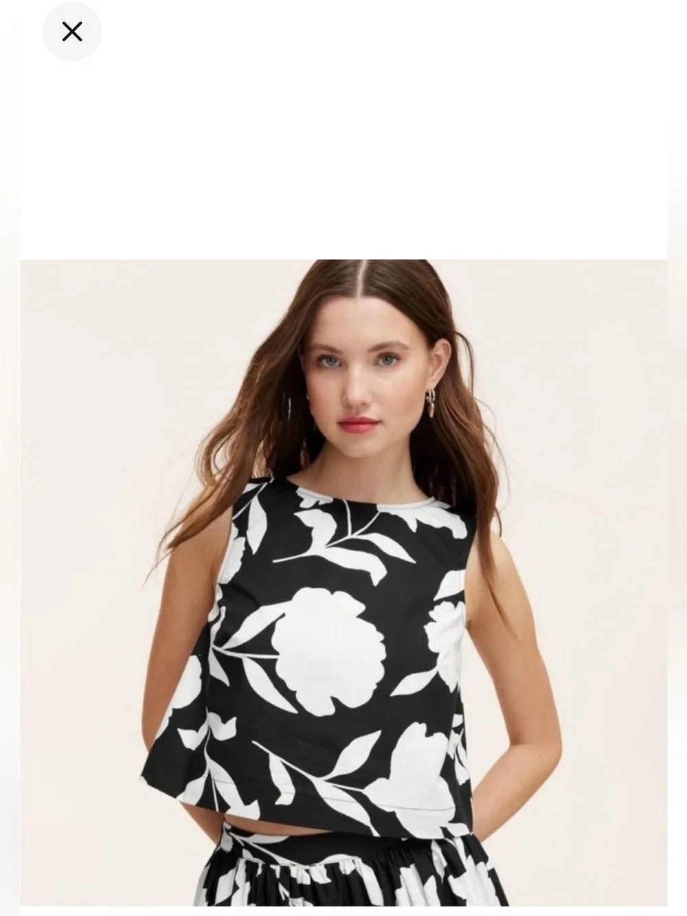 kate spade Black and White Floral Sleeveless Crop Top